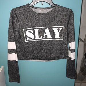 Crop long sleeve shirt “slay”